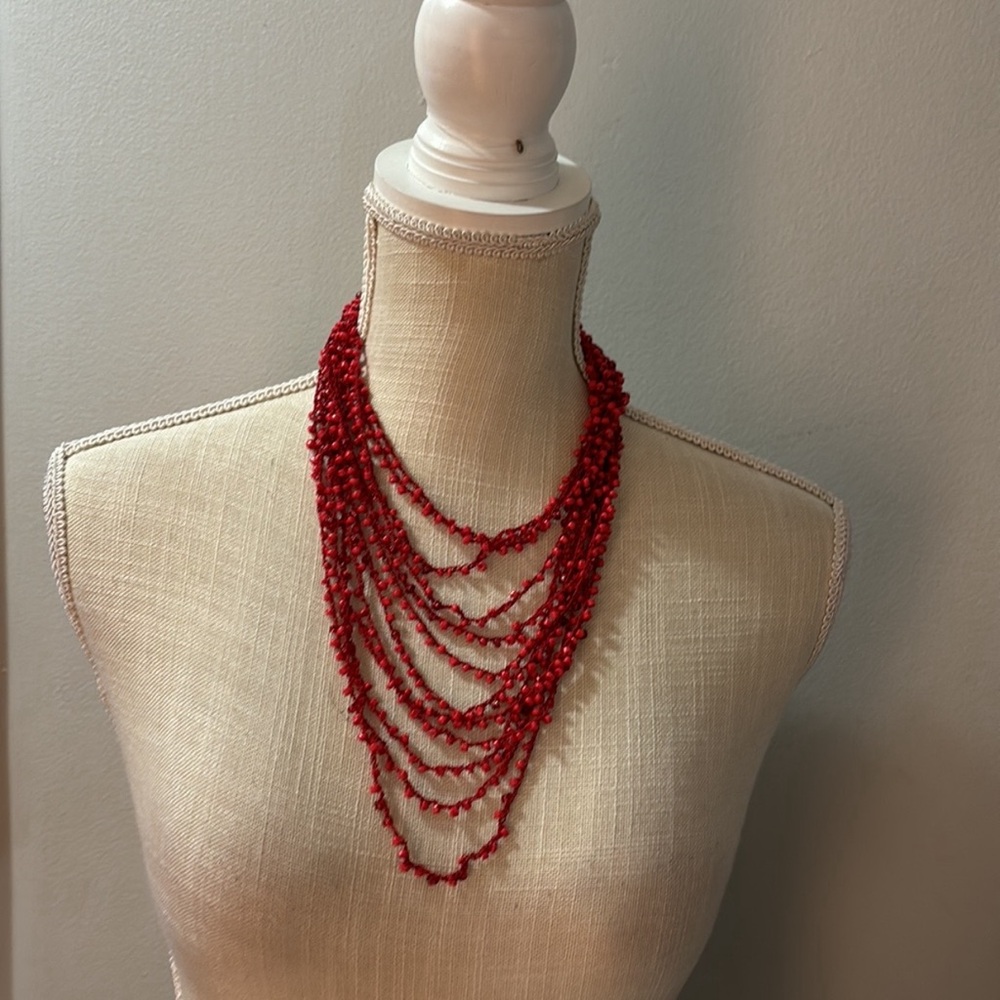 Elegant Red Beaded Necklace